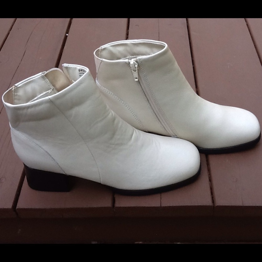 AJ Valenti winter white zip bootie with chunk heel